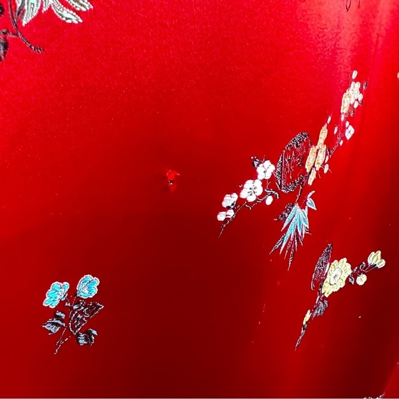 Vintage Red Satin Cheongsam Gown -β Sz. M/L - Picture 7 of 7